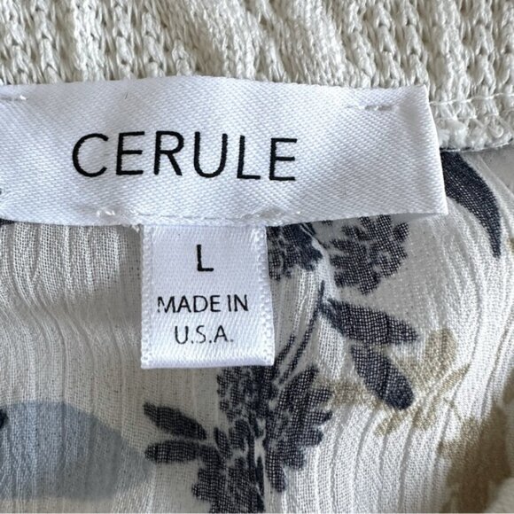 Cerule Womens V Neck Top Floral Crochet Shabby Chic Cottagecore Semi Sheer Sz L - Picture 3 of 8